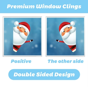 Double-sided Christmas window clings featuring cute Santa Claus for festive glass decoration