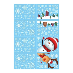 Stickers de Noël pour fenêtres avec flocons blancs, bonhomme de neige et renne