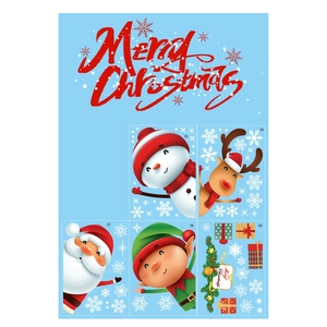 Christmas window stickers set with Santa, reindeer and snowman for holiday glass decoration