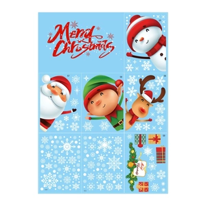 Christmas window static stickers set featuring Santa, Reindeer and Snowflakes decor