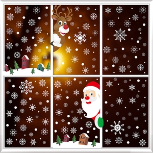 Stickers de Noël pour fenêtres avec Père Noël, renne et flocons de neige décoratifs
