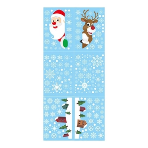 Christmas window stickers set with Santa, reindeer, snowflakes and houses decorations