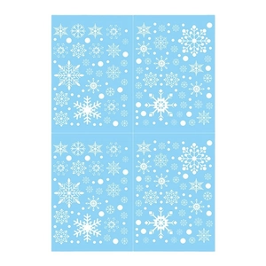 White snowflake static window stickers set for Christmas party and winter glass decoration