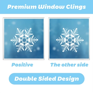 Vue détaillée des flocons de neige autocollants avec un design double face visible