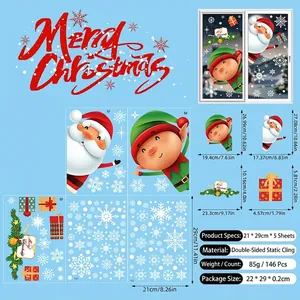 Spécifications de 146 autocollants statiques de Noël avec dessins du Père Noël pour fenêtre