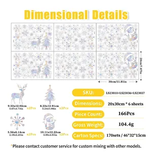 Detailed dimension guide for 6-sheet laser Christmas window clings with size specifications