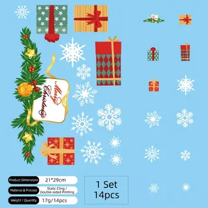Detailed view of Merry Christmas window clings size specifications and sheet layout