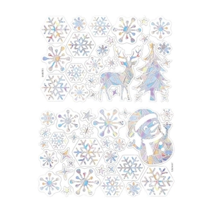 Rainbow Christmas window decals with elk and snowman snowflake patterns in 2 sheets