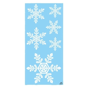 Set of 6 white snowflake window stickers with geometric patterns for Christmas wall decor