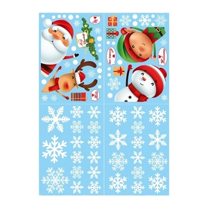 Christmas window decals with Santa, reindeer, and snowflakes for glass decoration