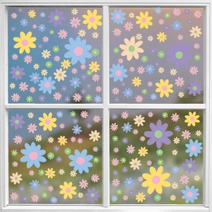 Spring floral static window clings with colorful daisy designs for glass decoration