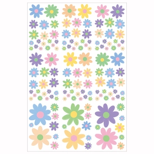 Spring floral static window stickers in various pastel colors and sizes for home decor