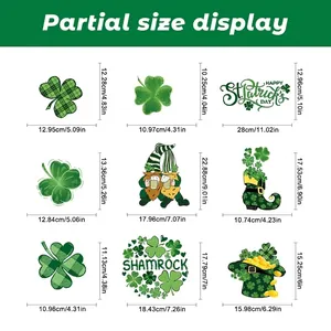 Dimensions détaillées des autocollants de fenêtre trèfle et gnome Saint-Patrick