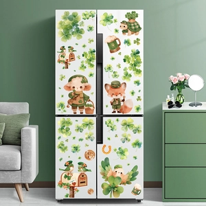 St. Patrick's Day fridge stickers set with lucky shamrock and cute animal patterns