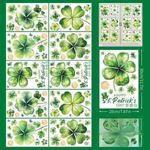 Détails des stickers de fenêtre Saint-Patrick avec 101 motifs de trèfles et pièces d'or