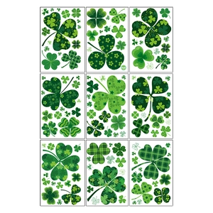Set of 9 St. Patrick's Day shamrock clover window clings for festive party decoration