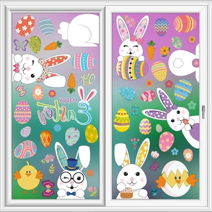 Easter window clings featuring colorful bunnies, eggs, and chicks for festive home decor
