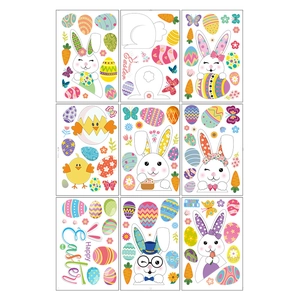 Easter static window stickers featuring 9 sheets of cartoon bunnies and eggs designs