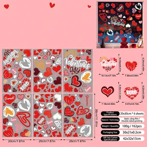 Valentinstag Fensterbilder Set mit rosa Herzen und beidseitigem Druck für Deko
