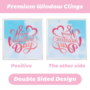 Doppelseitige Happy Valentine's Day Fensterbilder mit roten Herzen und künstlerischem Text