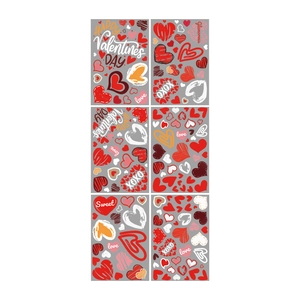 Romantic Valentine's Day heart stickers with Happy Valentine's Day and Love lettering