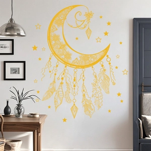 Ramadan Moon Stars Lantern Wall Stickers PVC Gold Blue Mandala Pattern Islamic Eid Mubarak Home Decor Living Room Bedroom Decal