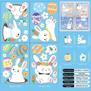 Easter bunny and colorful eggs window clings set with detailed size specifications