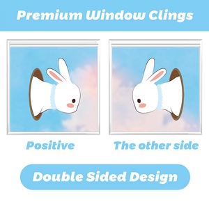 Double-sided Easter bunny window cling sticker showing the front and back view details