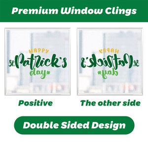 Double-sided St. Patrick's Day window stickers with shamrock and festive slogans