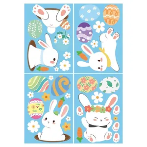 Easter bunny and colorful egg static window stickers for festive spring glass decoration