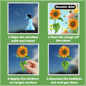 Step-by-step installation guide for double-sided sunflower butterfly window stickers