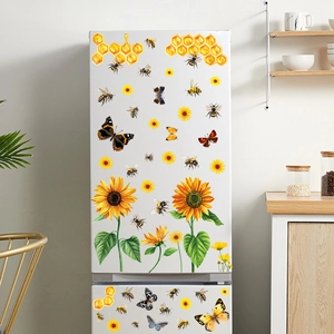 Spring butterfly sunflower static window clings for home kitchen and glass decor