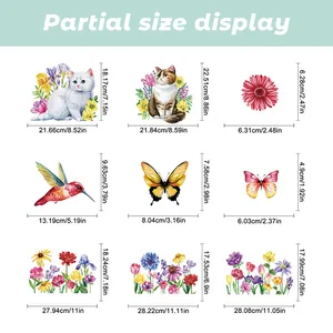 Tableau des tailles avec dimensions précises des autocollants fenêtres oiseaux et papillons