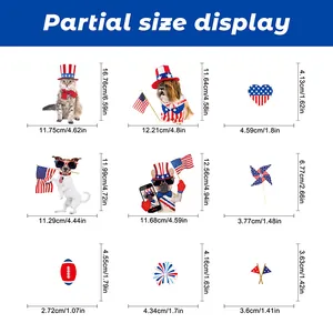 Detailed size chart for Independence Day patriotic pet static window stickers and decals