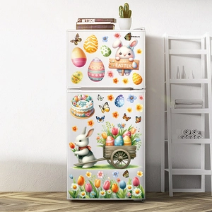 Easter egg and bunny static window clings set for festive home and fridge decoration