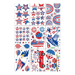 Set of 9 Independence Day static window stickers featuring eagle and Statue of Liberty