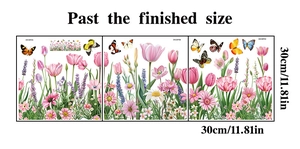 Three-piece spring flower wall stickers with butterfly patterns and 30cm size details