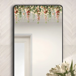 Hanging Rose Vine Flower Window Stickers Static Cling PVC Glass Decals For Living Room Bedroom Bathroom Kitchen Home Decor