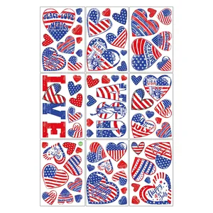 Independence Day LOVE stickers featuring American flag heart patterns and liberty icons