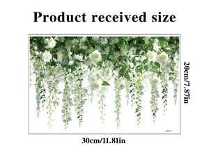 Detailed size specifications for white rose floral static window cling stickers