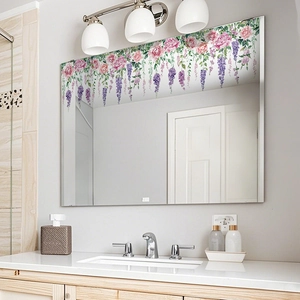 Static lavender and peony window decals for mirrors and glass doors home decoration