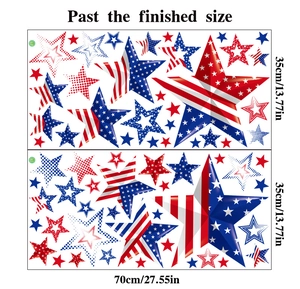 Detail of Independence Day window clings with American flag star patterns on two sheets