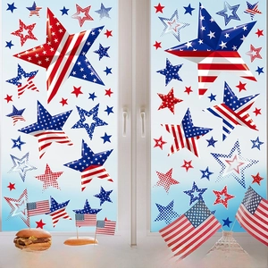 Detail of Independence Day window stickers with American flag stars measuring 80x75 cm