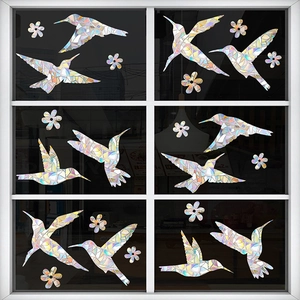 Rainbow prism hummingbird window clings for bird strike prevention and home decoration