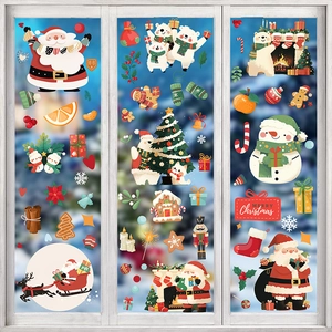 Christmas window clings featuring Santa, reindeer and snowman for festive glass decoration