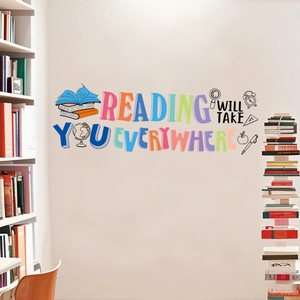 Reading Will Take You Everywhere inspirational wall decal for library decor