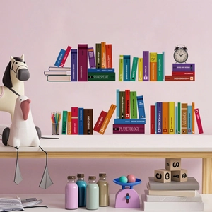 Bookshelf Wall Stickers PVC Simulation Book Spines For Study Classroom Bedroom Decor