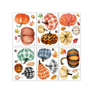 Thanksgiving pumpkin and maple leaf window clings set for autumn home glass decoration
