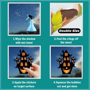 Step-by-step installation guide for double-sided Halloween castle silhouette window decals