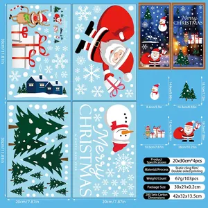 Set of 103 Christmas window clings with Santa and Reindeer on four 20x30cm static sheets